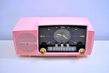 Load image into Gallery viewer, Princess Pink Mid Century 1959 General Electric Model 913 Vacuum Tube AM Clock Radio Beauty Sounds Fantastic!