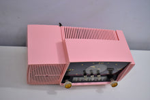 Load image into Gallery viewer, Princess Pink Mid Century 1959 General Electric Model 913 Vacuum Tube AM Clock Radio Beauty Sounds Fantastic!