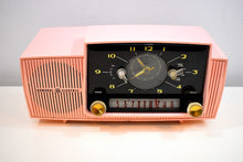 Load image into Gallery viewer, Rose Pink Mid Century 1959 General Electric Model 915 Vacuum Tube AM Clock Radio Near Mint! Sounds Fantastic!