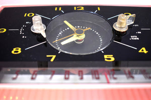 Rose Pink Mid Century 1959 General Electric Model 915 Vacuum Tube AM Clock Radio Near Mint! Sounds Fantastic!