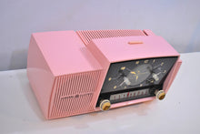 Load image into Gallery viewer, Princess Pink Mid Century 1958 General Electric Model C416 Vacuum Tube AM Clock Radio Beauty Sounds Fantastic Excellent Condition!