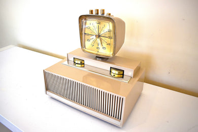 The Future is Here and Almost Gone! - 1961 Sahara Tan Philco Predicta Model J775-125 Tube AM Clock Radio Awesome!