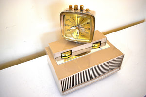 The Future is Here and Almost Gone! - 1961 Sahara Tan Philco Predicta Model J775-125 Tube AM Clock Radio Awesome!