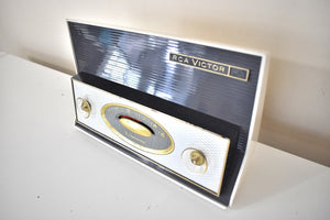 Bluetooth Ready To Go - Charcoal and White 1962 RCA Victor Model 1-RA-61 AM Vacuum Tube Radio Sleek Upright Works Great!