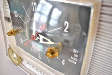 Load image into Gallery viewer, Cardinal Red and White 1962 RCA Victor Model 1-RD-53 AM Vacuum Tube Clock Radio Sleek!