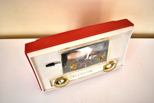 Load image into Gallery viewer, Cardinal Red and White 1962 RCA Victor Model 1-RD-53 AM Vacuum Tube Clock Radio Sleek!