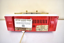 Load image into Gallery viewer, Cardinal Red and White 1962 RCA Victor Model 1-RD-53 AM Vacuum Tube Clock Radio Sleek!