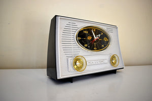 Bluetooth Ready To Go - Black and White 1962 RCA Victor Model 1-RA-61 AM Vacuum Tube Clock Radio Sleek!