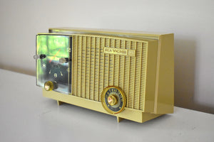 Dijon Beige Goldenrod Vintage 1962 RCA Victor Model 3RD 37 Vacuum Tube AM Clock Radio Great Performer Sweet Looks!