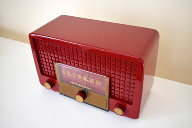 Cranberry Red 1955 RCA Victor Model 5X-564 AM Tube Radio Great Sounding Excellent Condition!