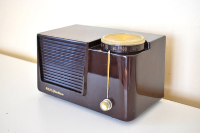 Cubist Dark Chocolate Brown 1954 RCA Victor Model 4-X-551 AM Vacuum Tube Radio Looks Great Sounds Marvelous!