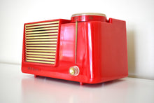 Load image into Gallery viewer, Firestorm Red 1955 RCA Victor Model 6-X-8B &quot;The Wilshire&quot; Vacuum Tube AM Clock Radio Rare Color Sounds Tremendous!