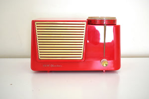 Firestorm Red 1955 RCA Victor Model 6-X-8B "The Wilshire" Vacuum Tube AM Clock Radio Rare Color Sounds Tremendous!