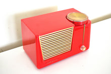 Load image into Gallery viewer, Firestorm Red 1955 RCA Victor Model 6-X-8B &quot;The Wilshire&quot; Vacuum Tube AM Clock Radio Rare Color Sounds Tremendous!