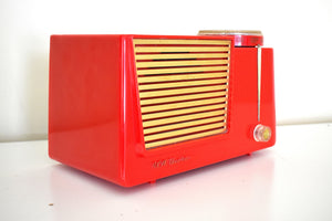 Firestorm Red 1955 RCA Victor Model 6-X-8B "The Wilshire" Vacuum Tube AM Clock Radio Rare Color Sounds Tremendous!