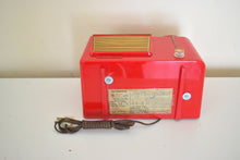 Load image into Gallery viewer, Firestorm Red 1955 RCA Victor Model 6-X-8B &quot;The Wilshire&quot; Vacuum Tube AM Clock Radio Rare Color Sounds Tremendous!