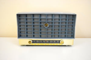 Eggcrate グレーとスレート ブルー ヴィンテージ 1953 RCA Victor 6-XD-5A 真空管ラジオ 音も見た目も素晴らしい！素晴らしいプラスコンディション！