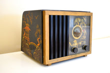 Load image into Gallery viewer, Oriental Theme Painted Black Bakelite 1946 RCA Victor Model 75X15 Vacuum Tube AM Radio Sounds Great! Looks Spectacular!