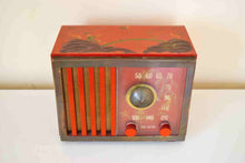 Charger l&#39;image dans la galerie, Oriental Theme Painted Red Bakelite 1946 RCA Victor Model 75-X-18 Vacuum Tube AM Radio Sounds Great! Looks Spectacular! Excellent Plus Condition!