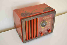 Load image into Gallery viewer, Oriental Theme Painted Red Bakelite 1946 RCA Victor Model 75-X-18 Vacuum Tube AM Radio Sounds Great! Looks Spectacular! Excellent Plus Condition!