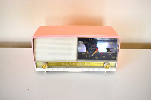 Powder Pink 1956 RCA Victor Model 8-C-7FE Vacuum Tube AM Clock Radio Excellent Condition Sounds Great!