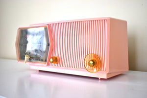 メルローズ ピンク 1957 RCA Victor 8-C-5E 真空管 AM クロック ラジオ 音が素晴らしい!見た目もスマート！