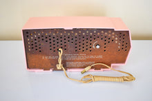 Load image into Gallery viewer, Melrose Pink 1957 RCA Victor 8-C-5E Vacuum Tube AM Clock Radio Sounds Great! Looks Sleek!