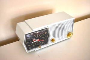 Bluetooth Ready To Go - Tivoli White Mid Century 1959 RCA Victor Model C-1L Vacuum Tube AM Clock Radio Looks and Sounds Great!