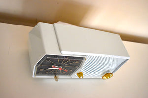 Bluetooth Ready To Go - Tivoli White Mid Century 1959 RCA Victor Model C-1L Vacuum Tube AM Clock Radio Looks and Sounds Great!