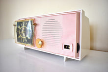 Load image into Gallery viewer, Powder Pink and White 1959 RCA Victor Model C-2FE &#39;The Timeflair&#39; Vacuum Tube AM Clock Radio Works Great Excellent Condition!