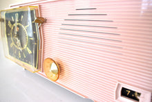 Load image into Gallery viewer, Powder Pink and White 1959 RCA Victor Model C-2FE &#39;The Timeflair&#39; Vacuum Tube AM Clock Radio Works Great Excellent Condition!