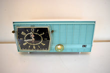 Charger l&#39;image dans la galerie, Aquamarine Turquoise and White 1960 RCA Victor Model C-2FE &quot;The Timeflair&quot; Clock Radio Sounds Great! Excellent Condition!