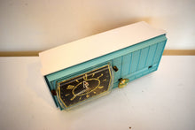 Load image into Gallery viewer, Aquamarine Turquoise and White 1960 RCA Victor Model C-2FE &quot;The Timeflair&quot; Clock Radio Sounds Great! Excellent Condition!