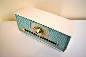 Bluetooth Ready To Go - Turquoise and White 1957 RCA Model X-4HE Vacuum Tube AM Radio Works Great Dual Speaker Sound!