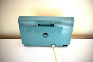 Cielo Blue and White 1962 RCA Victor Model 1-RD-65 AM Vacuum Tube Alarm Clock Radio Sounds Great! Looks Sleek!