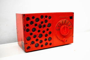 Raconteur Red 1953 Crosley Model JT-3 AM Tube Radio Swiss Cheese Grill, Not Cheesy At All