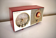 Load image into Gallery viewer, Bluetooth Ready To Go - Corvette Red and White 1959 General Electric GE Vacuum Tube AM Clock Radio Sounds and Looks Great!