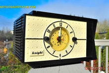 Charger l&#39;image dans la galerie, SOLD! - Jan 9, 2016 - SHABBY CHIC Black and White Mid Century Retro Bakelite 50s Knight AM Clock Radio Totally Restored! - [product_type} - Knight - Retro Radio Farm