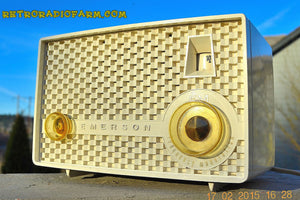 SOLD! - June 15, 2015 - RARE FM ONLY VANILLA WHITE Retro Vintage 1958 Emerson Model 930 Tube Radio WORKS! - [product_type} - Emerson - Retro Radio Farm