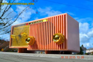 SOLD! - March, 29, 2015 - BLUETOOTH MP3 READY - PRETTY IN PINK Retro Jetsons 1956 Motorola 57CF Tube AM Clock Radio Totally Restored! - [product_type} - Motorola - Retro Radio Farm