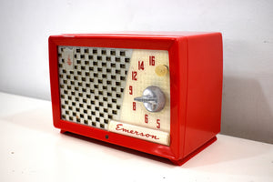 レッドホットレッド 1955 エマーソンモデル 729 真空管 AM クロックラジオ 美しいサウンドが素晴らしい!