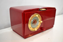 Charger l&#39;image dans la galerie, Bluetooth Ready To Go - Cranberry Red 1951 General Electric Model 517 Vacuum Tube AM Radio Sounds Great! Looks Great!