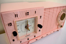 Load image into Gallery viewer, Pretty in Pink 1959 Sonic Model 5C1 Vacuum Tube AM Clock Radio Excellent Condition! Rare Manufacturer and Model!