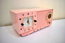 Load image into Gallery viewer, Pretty in Pink 1959 Sonic Model 5C1 Vacuum Tube AM Clock Radio Excellent Condition! Rare Manufacturer and Model!