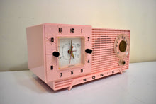 Load image into Gallery viewer, Pretty in Pink 1959 Sonic Model 5C1 Vacuum Tube AM Clock Radio Excellent Condition! Rare Manufacturer and Model!