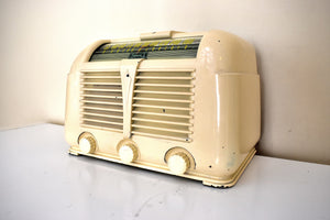 Cream Ivory Bakelite 1946 Sonora Model RZU-222 AM Vacuum Tube Radio Sounds Great! Beautiful Design!