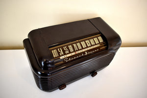 Streamline Glossy Bakelite 1948 Stewart Warner Model A41T1 Vacuum Tube AM Radio Sounds Great and Clean As A Whistle!