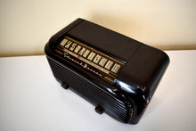 Load image into Gallery viewer, Streamline Glossy Bakelite 1948 Stewart Warner Model A41T1 Vacuum Tube AM Radio Sounds Great and Clean As A Whistle!