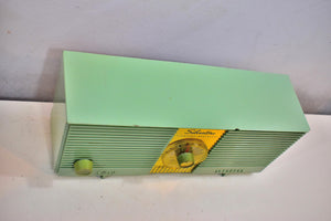 Sage Green Twin Speaker Silvertone 1959 Model 9006 AM Vacuum Tube Sounds Great!