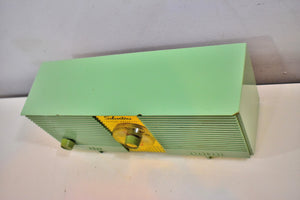 Sage Green Twin Speaker Silvertone 1959 Model 9006 AM Vacuum Tube Sounds Great!